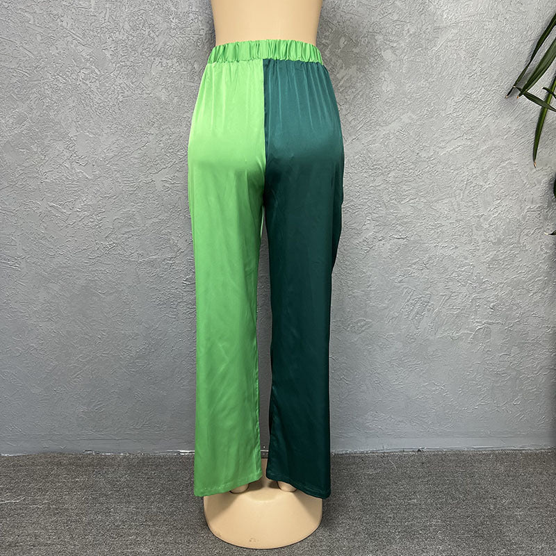 African Cross-Border Supply 2023 New Printed Two-Color Tops and Pants Casual Suits Basic Women's Clothing Clearance