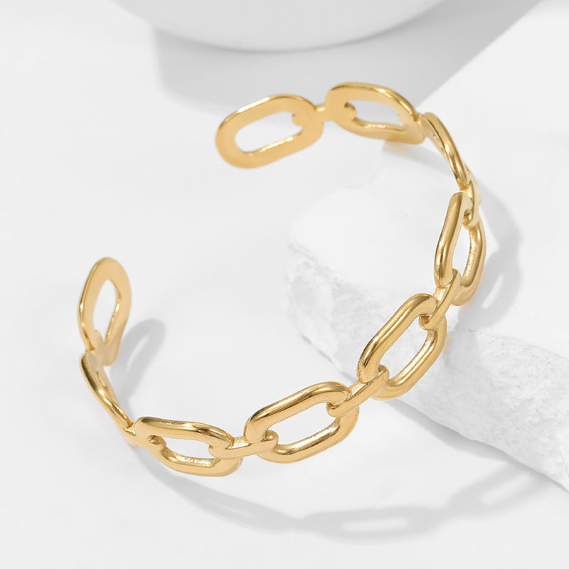 Cross-border European and American titanium steel bracelet non-fading adjustable stainless steel bracelet female exaggerated high-grade open bracelet
