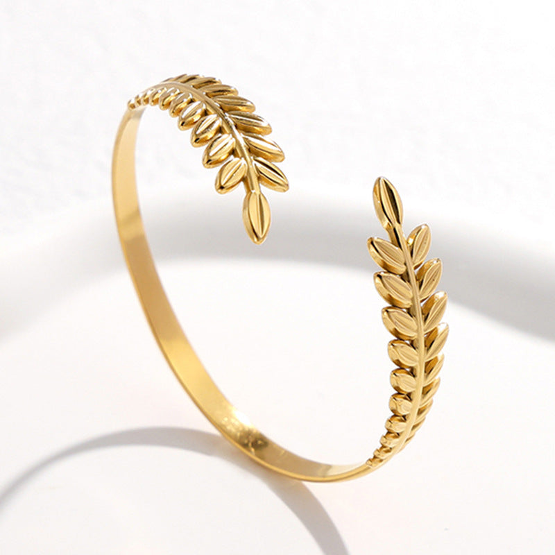 Cross-border European and American titanium steel bracelet non-fading adjustable stainless steel bracelet female exaggerated high-grade open bracelet