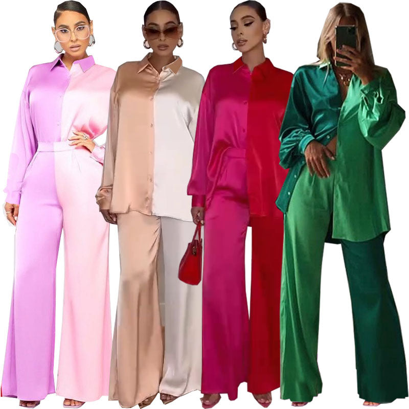 African Cross-Border Supply 2023 New Printed Two-Color Tops and Pants Casual Suits Basic Women's Clothing Clearance