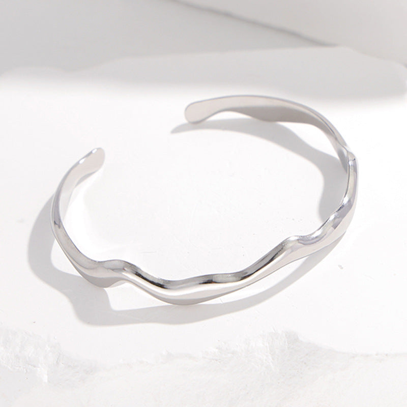 Cross-border European and American titanium steel bracelet non-fading adjustable stainless steel bracelet female exaggerated high-grade open bracelet
