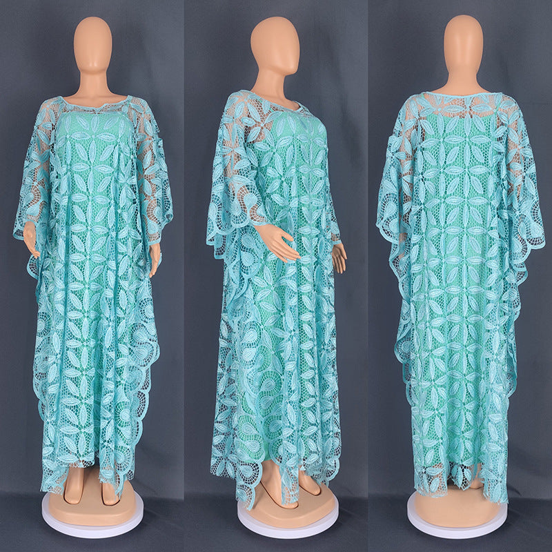 Cross-border Europe and the United States large size Africa hot water soluble lace loose long burqa AliExpress Amazon dress 8806
