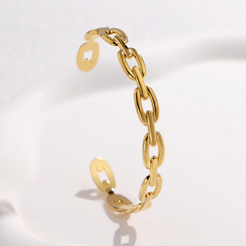 Cross-border European and American titanium steel bracelet non-fading adjustable stainless steel bracelet female exaggerated high-grade open bracelet