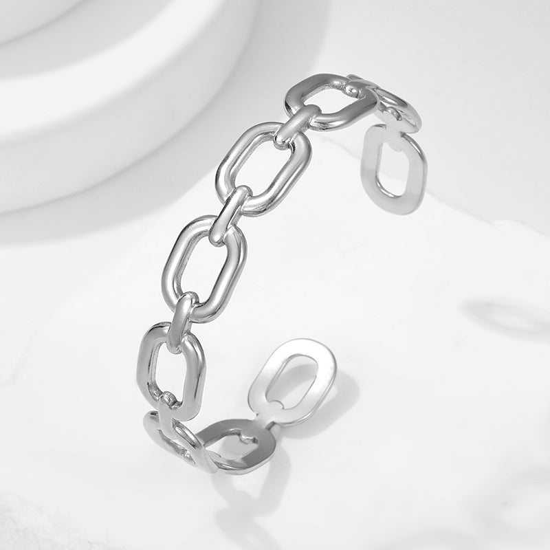 Cross-border European and American titanium steel bracelet non-fading adjustable stainless steel bracelet female exaggerated high-grade open bracelet