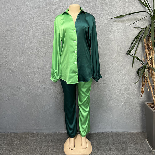 African Cross-Border Supply 2023 New Printed Two-Color Tops and Pants Casual Suits Basic Women's Clothing Clearance