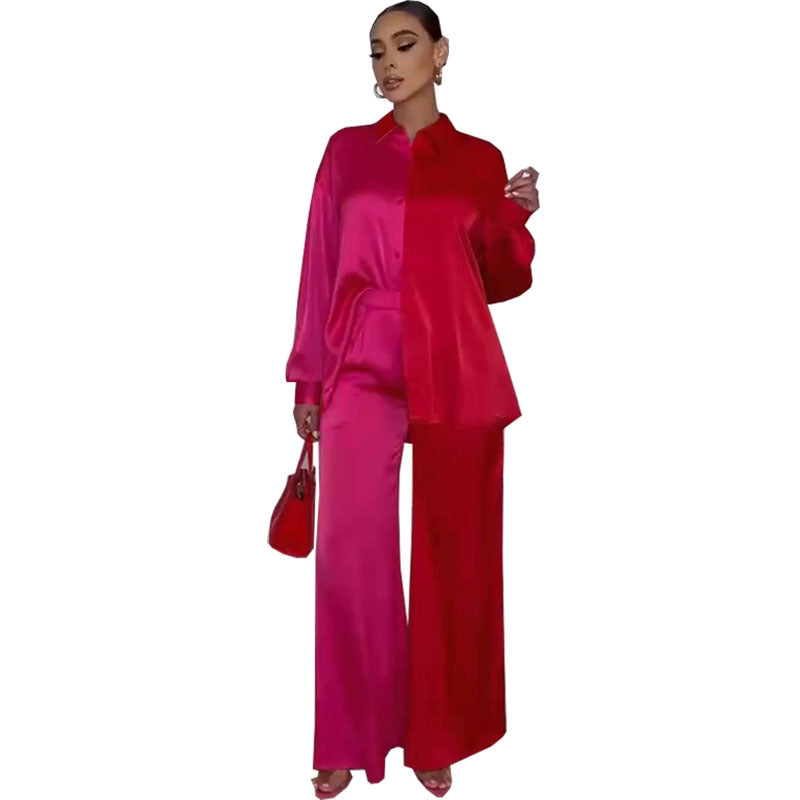 African Cross-Border Supply 2023 New Printed Two-Color Tops and Pants Casual Suits Basic Women's Clothing Clearance