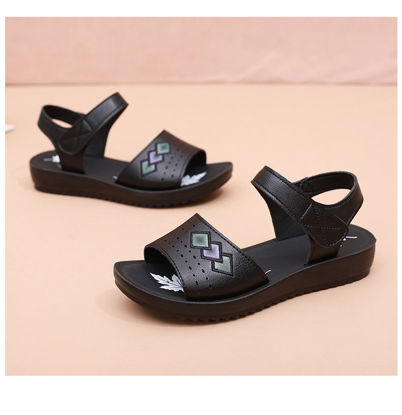 2026 New Style Mom Sandals, Summer Soft-Soled Comfortable Shoes for Middle-Aged Women, Flat Non-Slip Shoes for Elderly Women and Grandmothers
