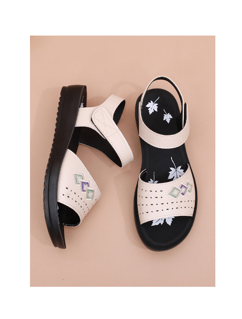 2026 New Style Mom Sandals, Summer Soft-Soled Comfortable Shoes for Middle-Aged Women, Flat Non-Slip Shoes for Elderly Women and Grandmothers