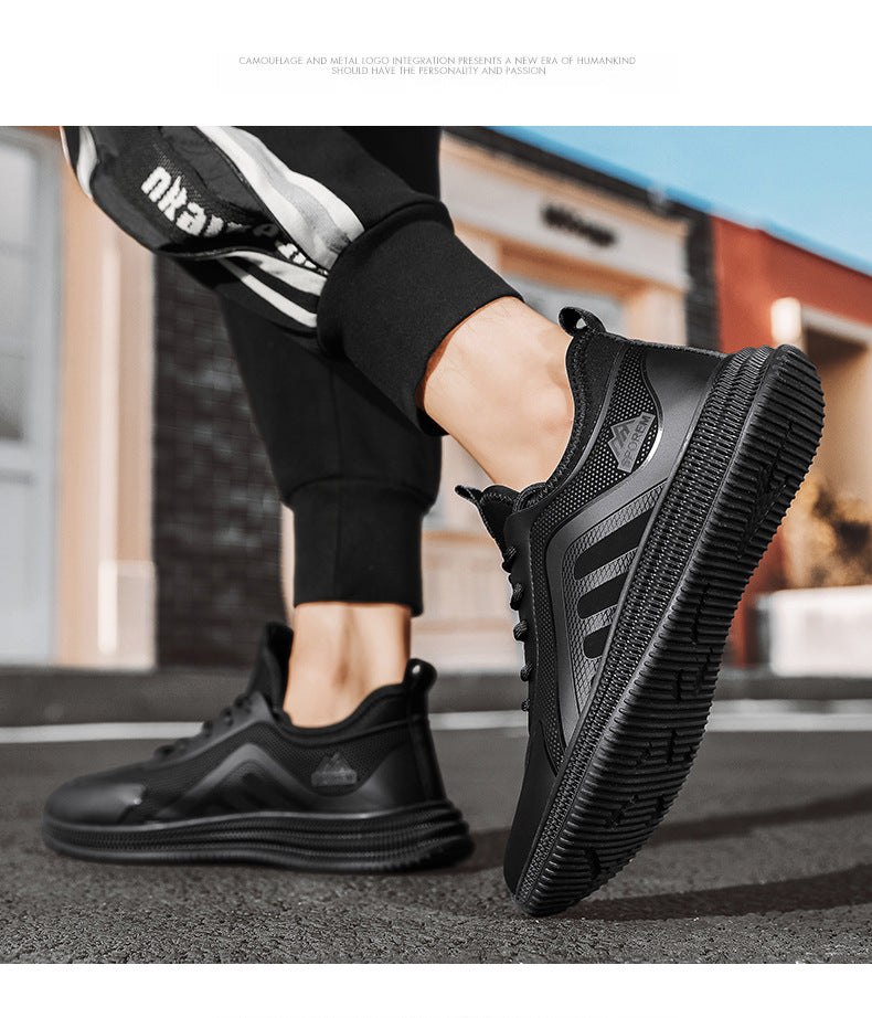 Fashion Men's Casual Trendy All-match Lightweight Casual Sneakers Men's Shoes Outdoor Running Shoes Breathable Leather Shoes