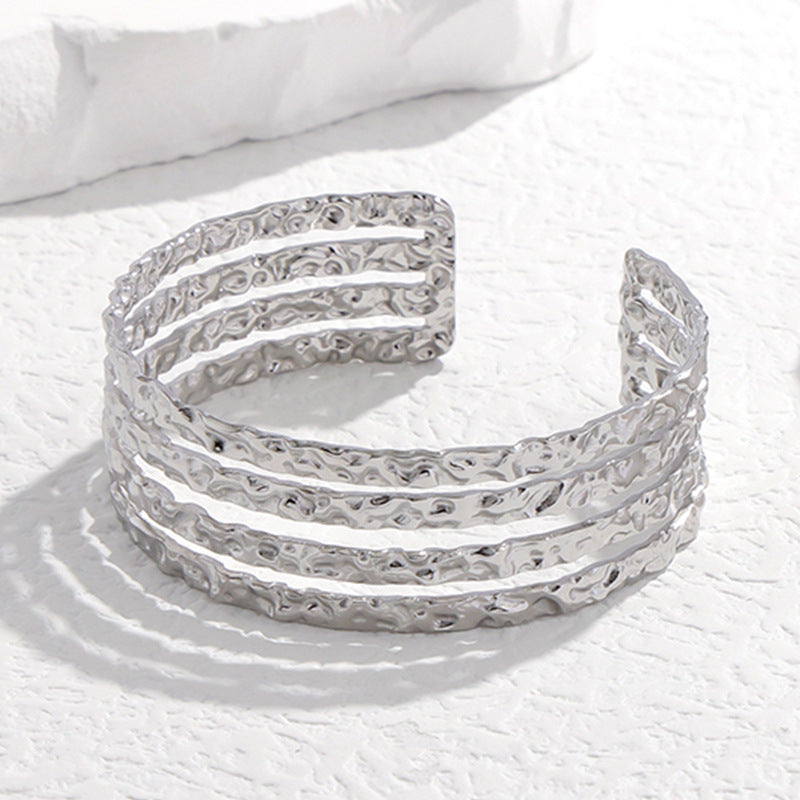 Cross-border European and American titanium steel bracelet non-fading adjustable stainless steel bracelet female exaggerated high-grade open bracelet