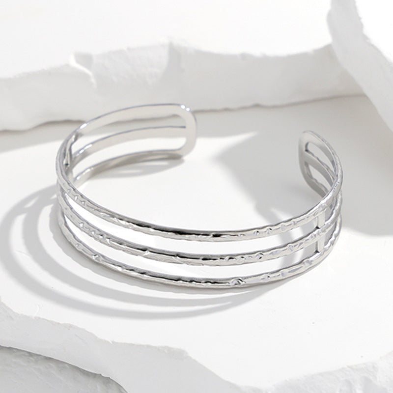 Cross-border European and American titanium steel bracelet non-fading adjustable stainless steel bracelet female exaggerated high-grade open bracelet