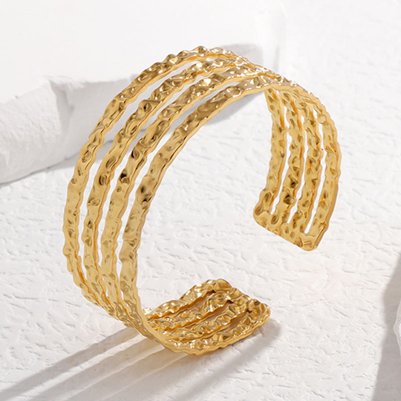 Cross-border European and American titanium steel bracelet non-fading adjustable stainless steel bracelet female exaggerated high-grade open bracelet