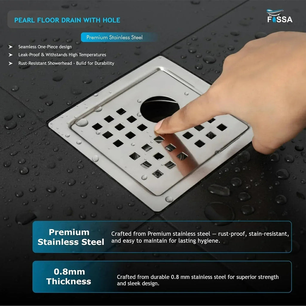 Pearl Floor Drain (5 x 5 Inches) Premium Stainlees Steel With Hole-1