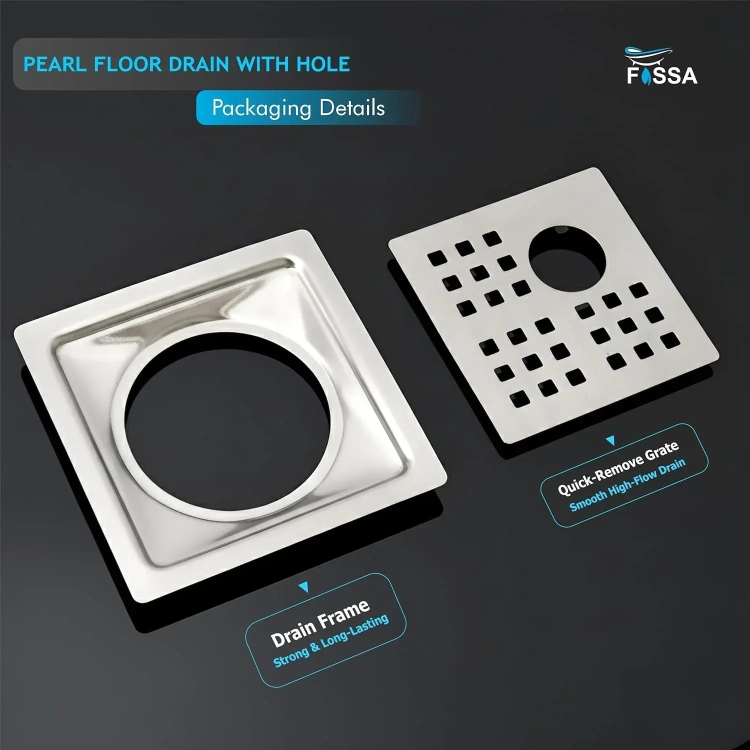 Pearl Floor Drain (5 x 5 Inches) Premium Stainlees Steel With Hole-3