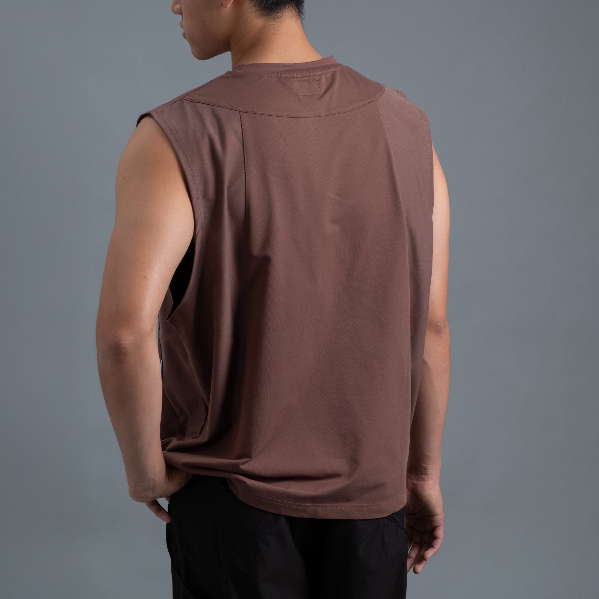 Sleeveless 2-Tone / Cotton - Maroon-4