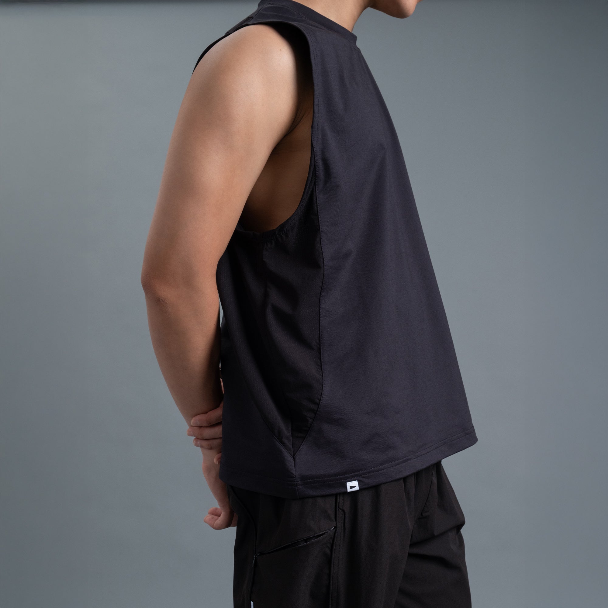 Sleeveless 2-Tone / Cotton - Black