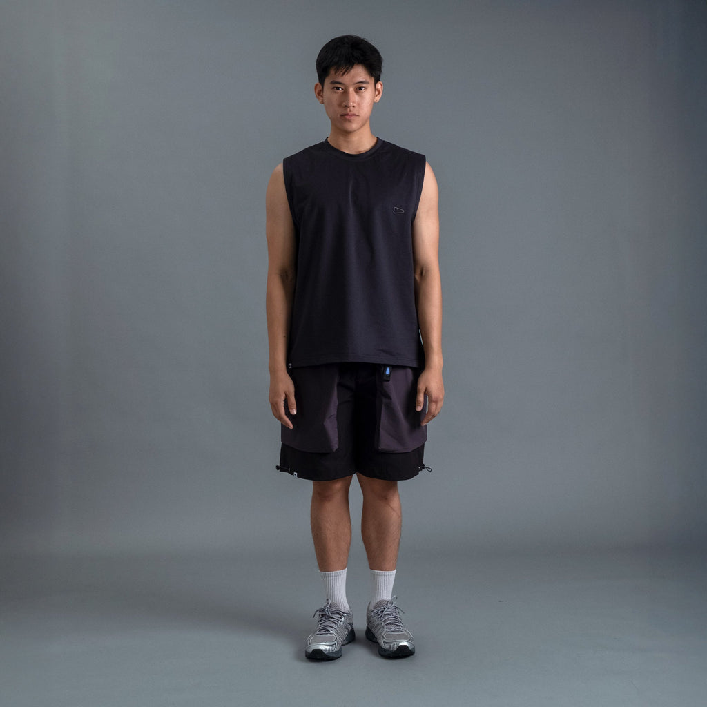 Sleeveless 2-Tone / Cotton - Black