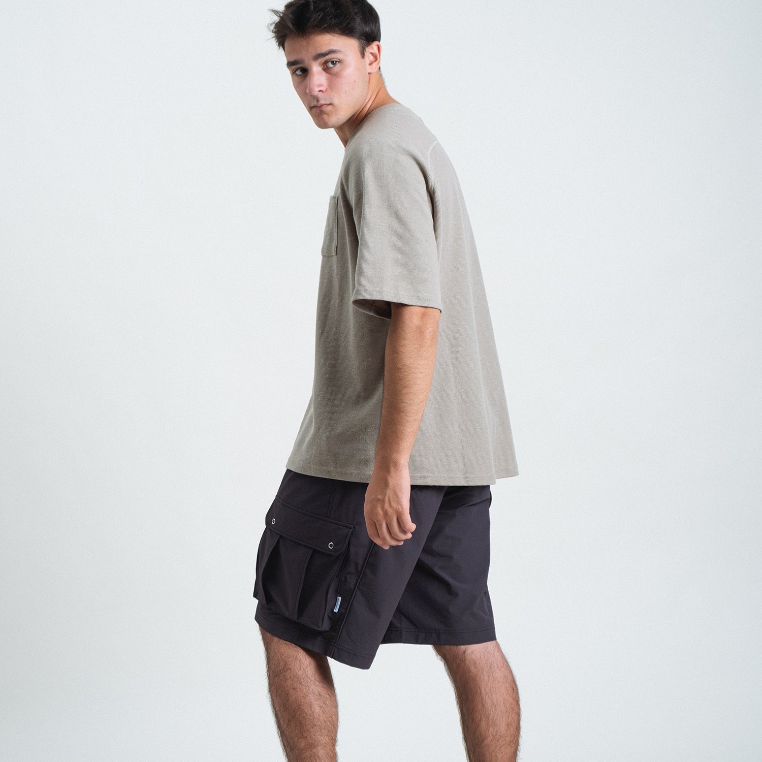 Waffle Tee / Cotton - Warm Grey